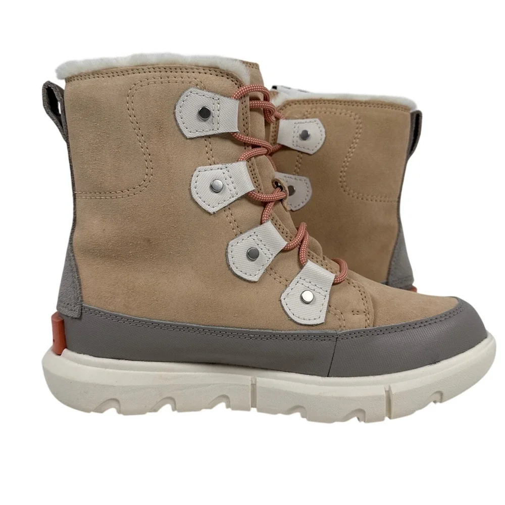 Sorel Explorer II Joan Winter Boots Womens 7 Waterproof Suede Insulated Sand